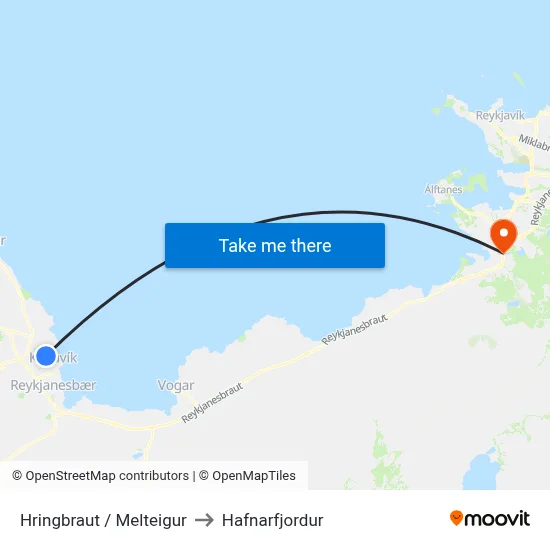 Hringbraut / Melteigur to Hafnarfjordur map