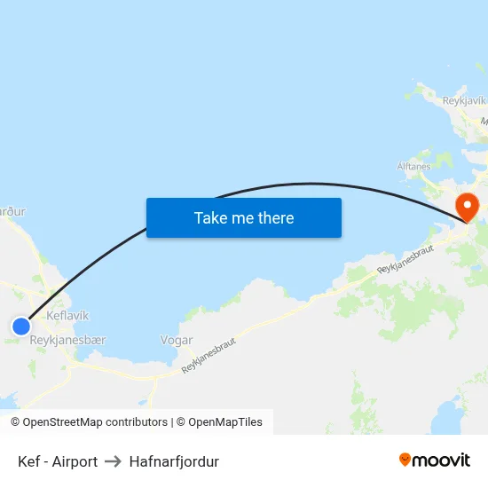 Kef Komur / Arrivals to Hafnarfjordur map