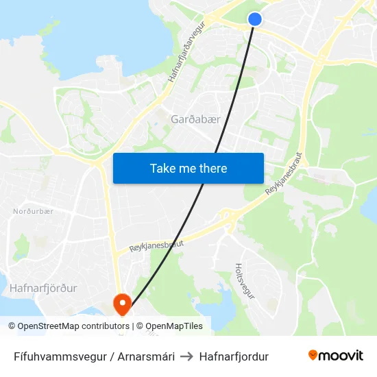 Fífuhvammsvegur / Arnarsmári to Hafnarfjordur map