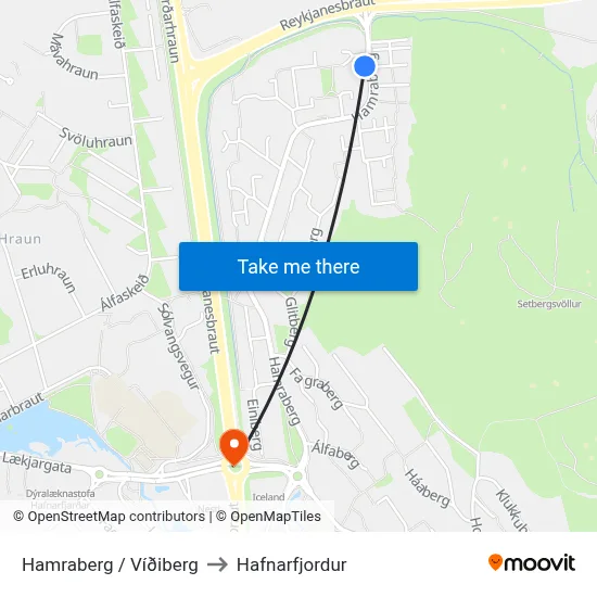 Hamraberg / Víðiberg to Hafnarfjordur map
