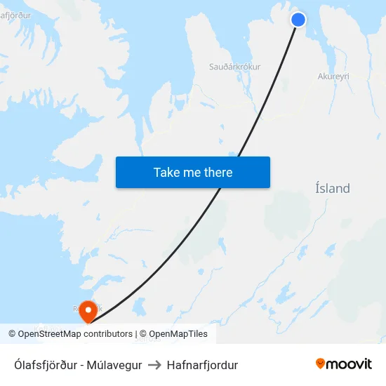 Ólafsfjörður - Múlavegur to Hafnarfjordur map