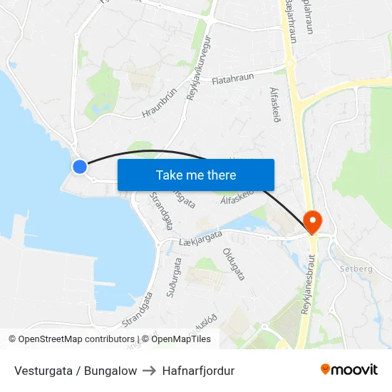 Vesturgata / Bungalow to Hafnarfjordur map