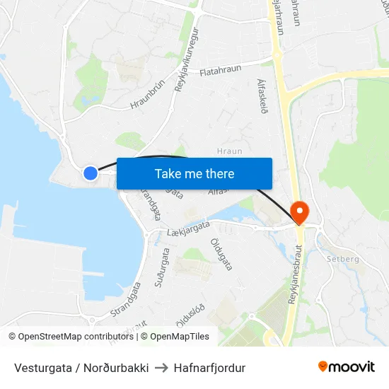 Vesturgata / Norðurbakki to Hafnarfjordur map