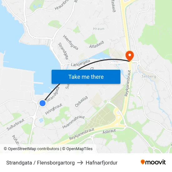 Strandgata / Flensborgartorg to Hafnarfjordur map