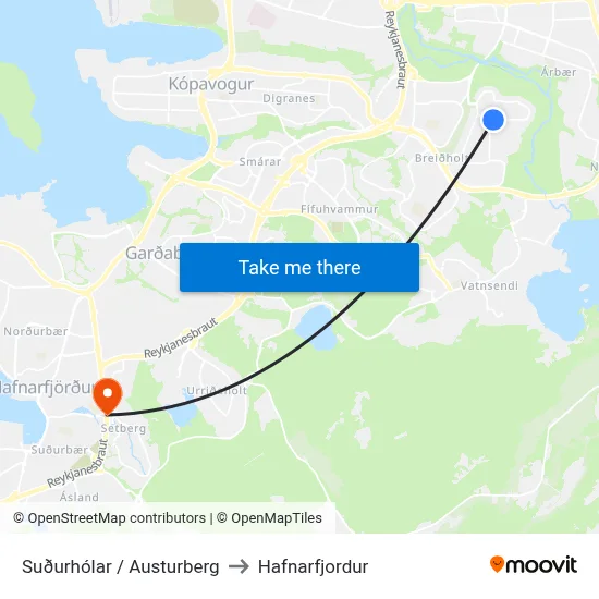 Suðurhólar / Austurberg to Hafnarfjordur map