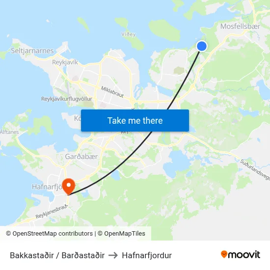 Bakkastaðir / Barðastaðir to Hafnarfjordur map