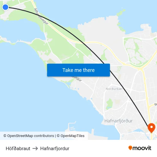 Höfðabraut to Hafnarfjordur map