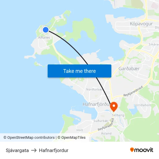 Sjávargata to Hafnarfjordur map