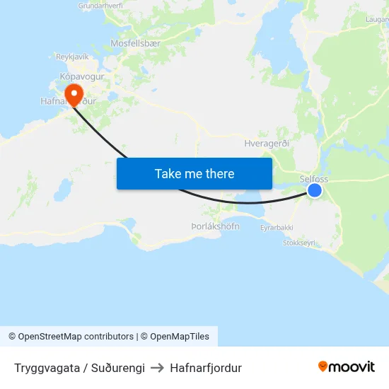 Tryggvagata / Suðurengi to Hafnarfjordur map