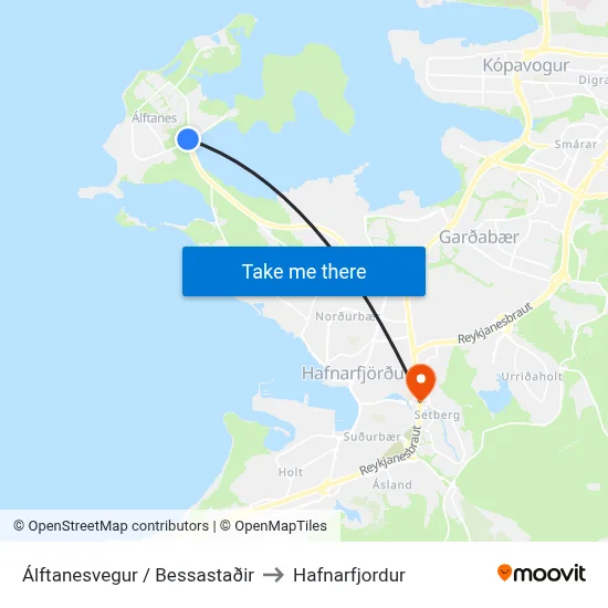 Álftanesvegur / Bessastaðir to Hafnarfjordur map