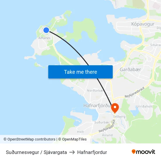 Suðurnesvegur / Sjávargata to Hafnarfjordur map