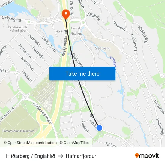 Hlíðarberg / Engjahlíð to Hafnarfjordur map