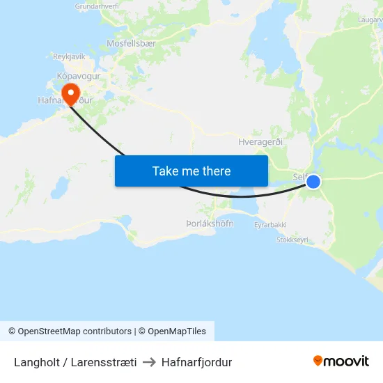 Langholt / Larensstræti to Hafnarfjordur map