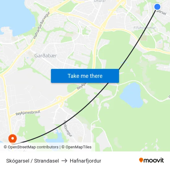 Skógarsel / Strandasel to Hafnarfjordur map