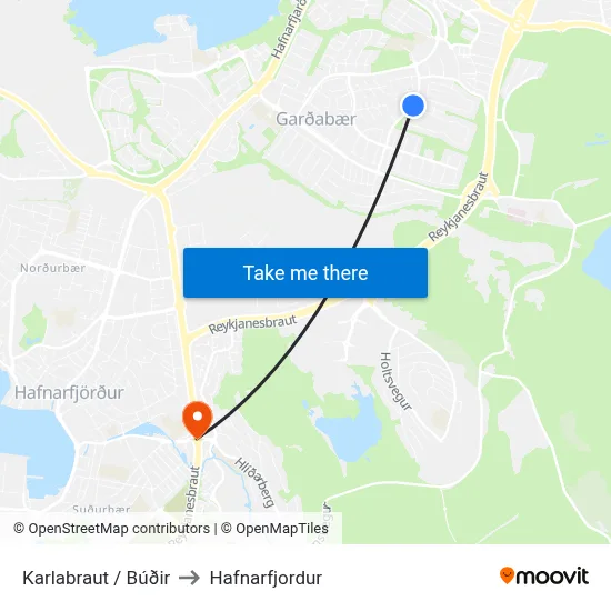 Karlabraut / Búðir to Hafnarfjordur map