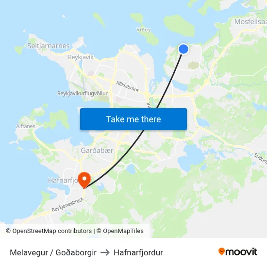 Melavegur / Goðaborgir to Hafnarfjordur map