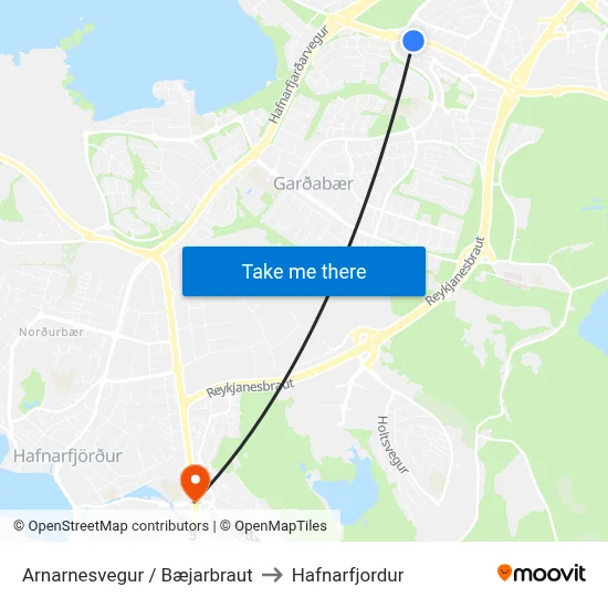 Arnarnesvegur / Bæjarbraut to Hafnarfjordur map