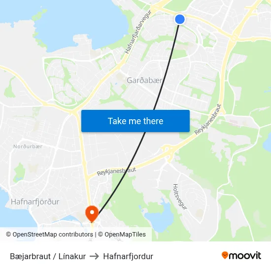 Bæjarbraut / Línakur to Hafnarfjordur map