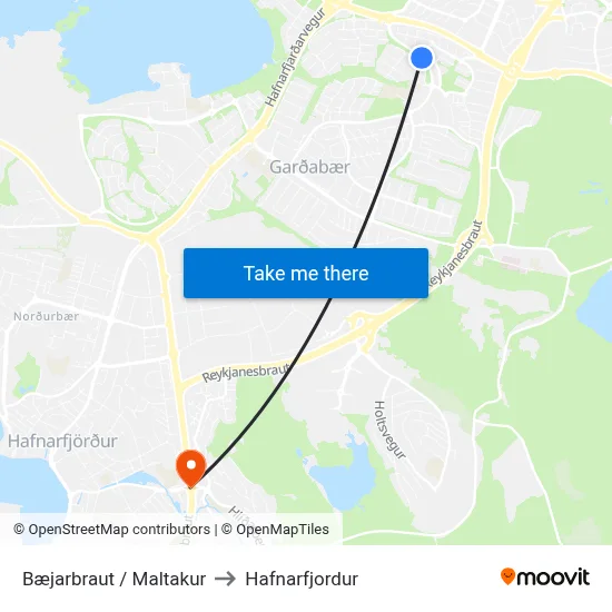 Bæjarbraut / Maltakur to Hafnarfjordur map