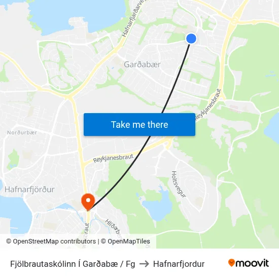 Fjölbrautaskólinn Í Garðabæ / Fg to Hafnarfjordur map