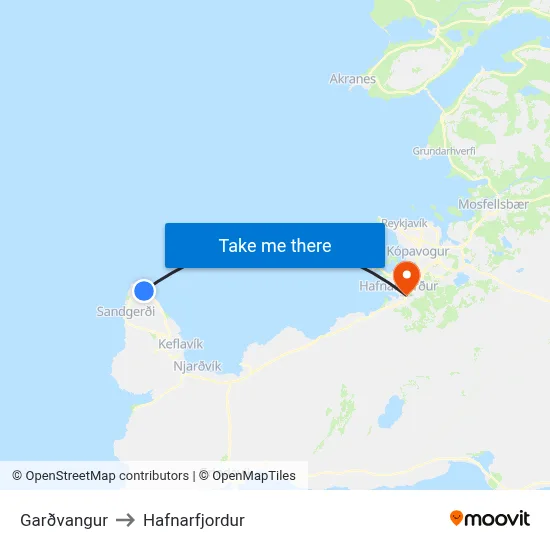 Garðvangur to Hafnarfjordur map