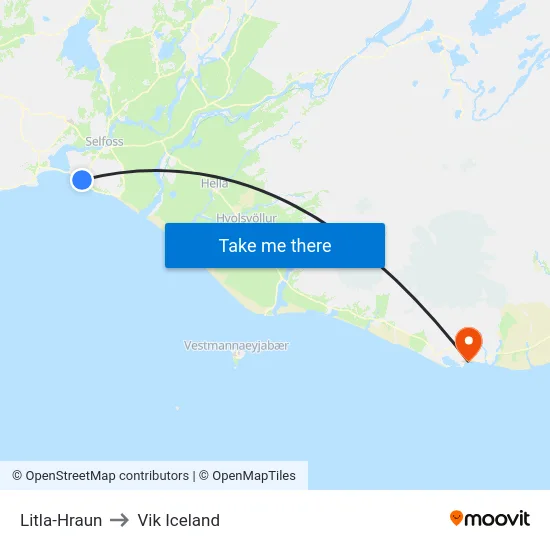 Litla-Hraun to Vik Iceland map