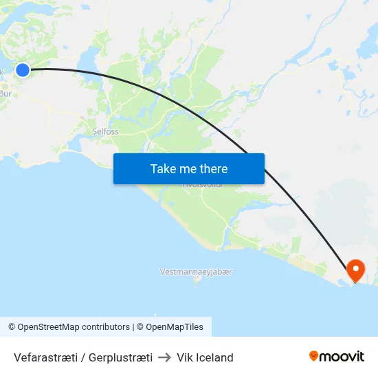 Vefarastræti / Gerplustræti to Vik Iceland map