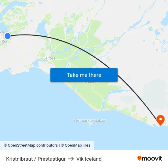 Kristnibraut / Prestastígur to Vik Iceland map