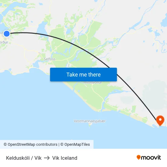 Kelduskóli / Vík to Vik Iceland map