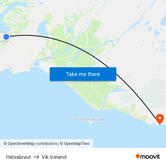 Hálsabraut to Vik Iceland map