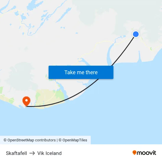 Skaftafell to Vik Iceland map
