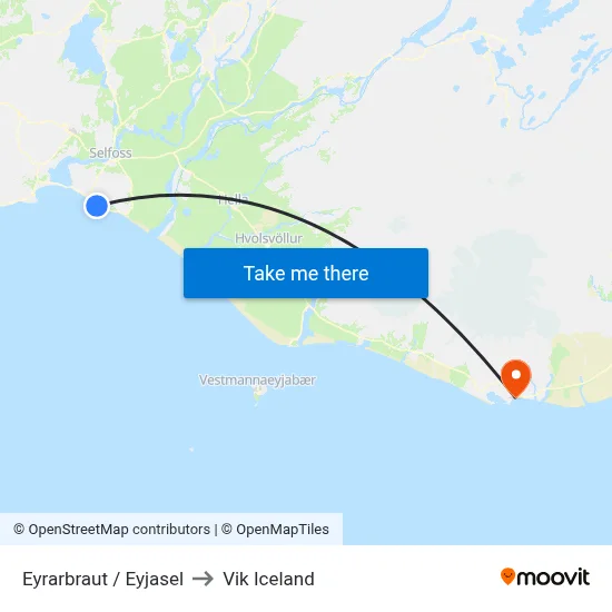 Eyrarbraut / Eyjasel to Vik Iceland map