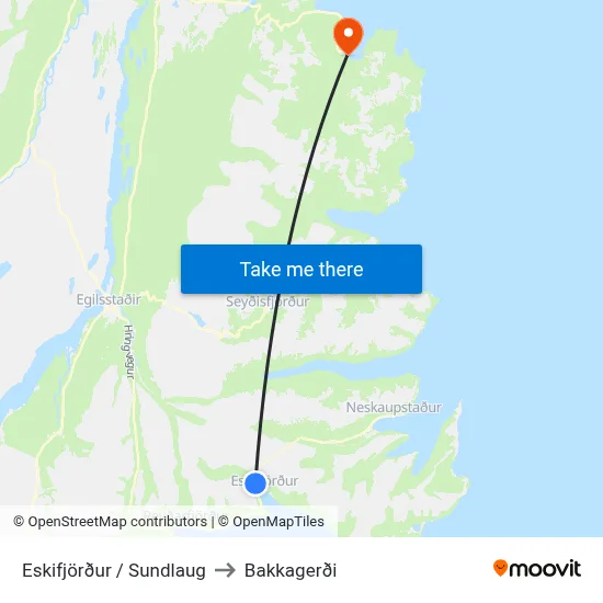 Eskifjörður / Sundlaug to Bakkagerði map