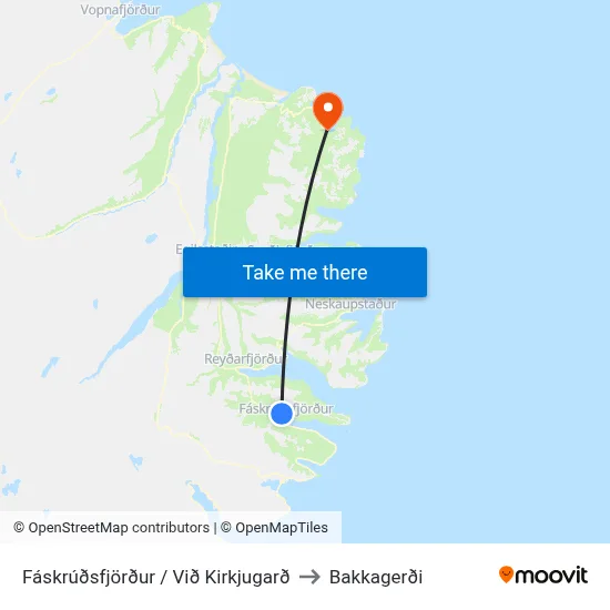 Fáskrúðsfjörður / Við Kirkjugarð to Bakkagerði map