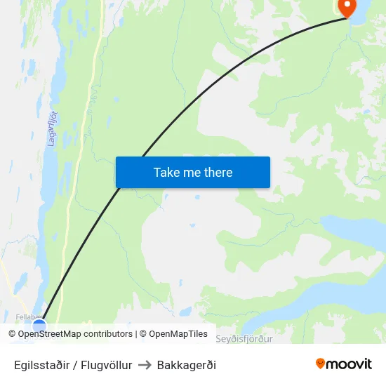 Egilsstaðir / Flugvöllur to Bakkagerði map