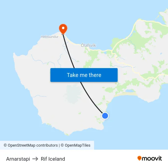 Arnarstapi to Rif Iceland map
