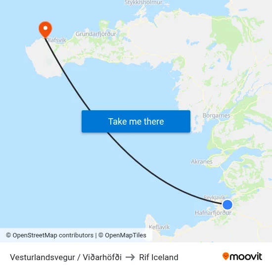 Vesturlandsvegur / Viðarhöfði to Rif Iceland map