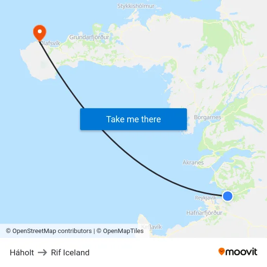 Háholt to Rif Iceland map