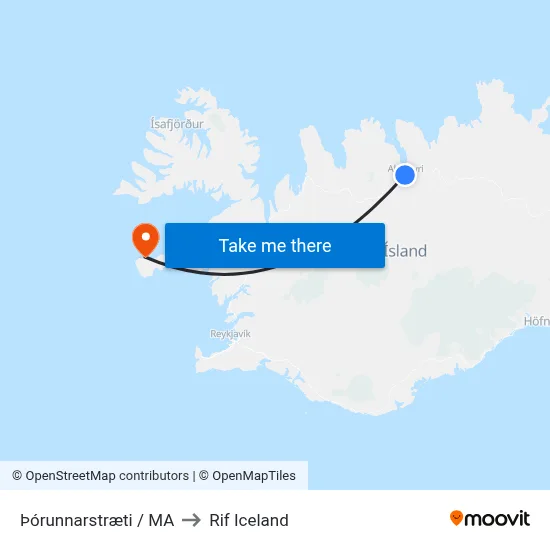 Þórunnarstræti / MA to Rif Iceland map
