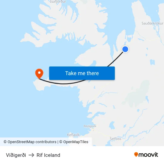 Víðigerði to Rif Iceland map