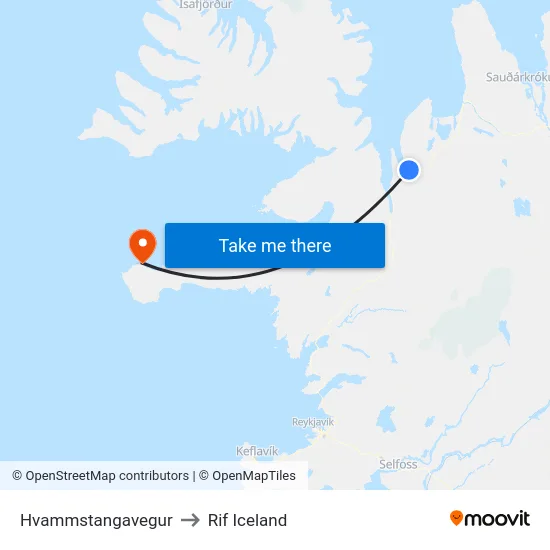 Hvammstangavegur to Rif Iceland map