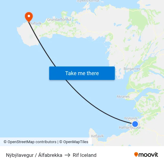 Nýbýlavegur / Álfabrekka to Rif Iceland map