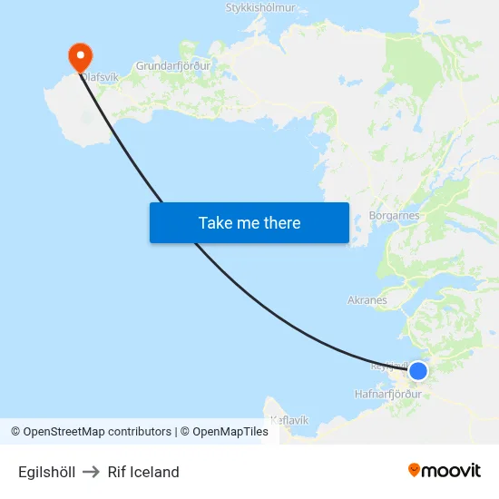 Egilshöll to Rif Iceland map