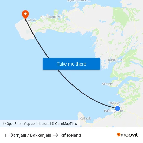Hlíðarhjalli / Bakkahjalli to Rif Iceland map