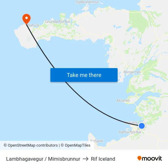 Lambhagavegur / Mímisbrunnur to Rif Iceland map