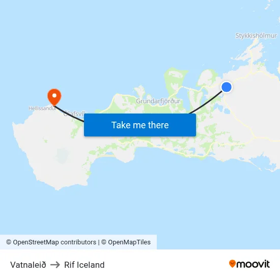 Vatnaleið to Rif Iceland map