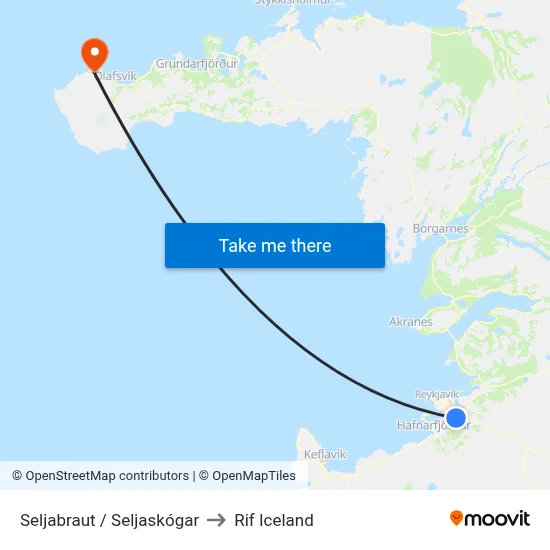 Seljabraut / Seljaskógar to Rif Iceland map