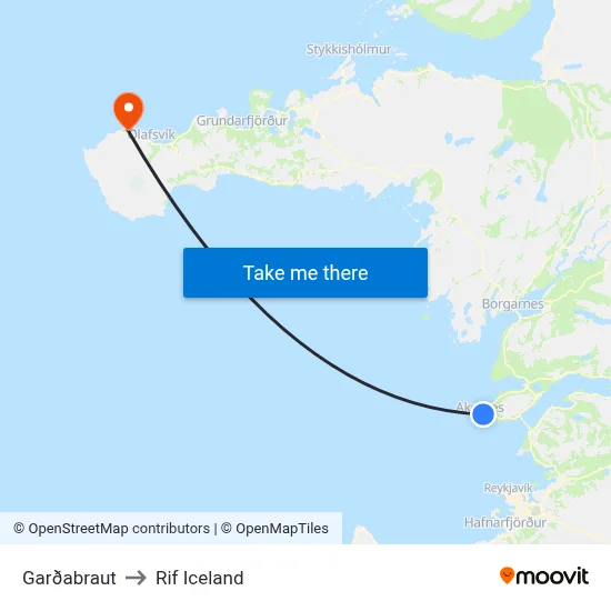 Garðabraut to Rif Iceland map