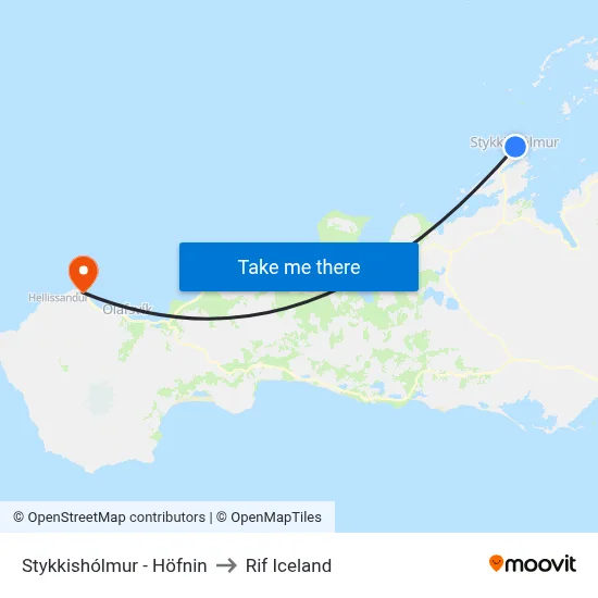 Stykkishólmur - Höfnin to Rif Iceland map