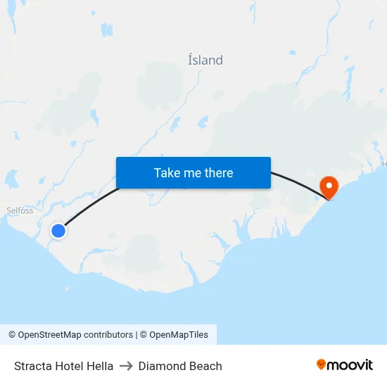 Stracta Hotel Hella to Diamond Beach map